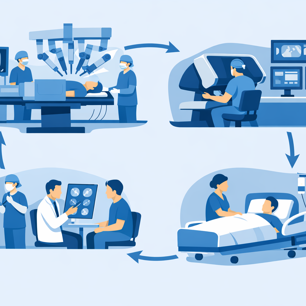 Infografía de flujo de trabajo cirugía robótica